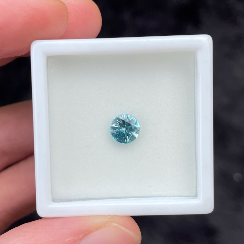 1.5 ct Blue Zircon loose gemstone 6.5 mm December Birthstone